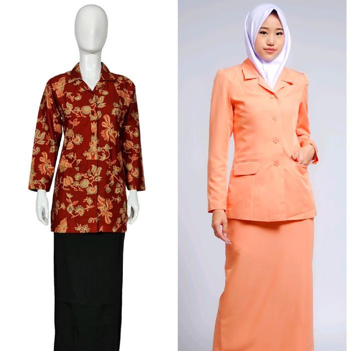 ASLI Seragam kerja kantor wanita stelan blazer atasan batik dharma wanita persatuan dwp terbaru