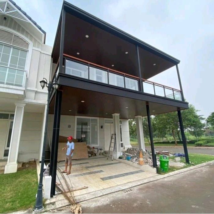 Dak Balkon Mezanine Lantai Kalsifloor + Kanopi Plafon PVC Atap Alderon Single Layar All in untuk