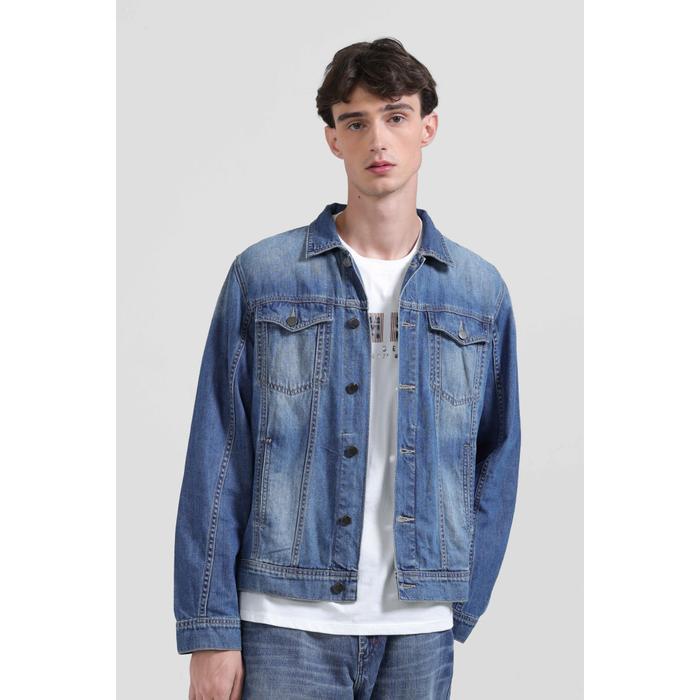 Emba Denim - Johnny Jaket Denim Pria Trucker Regular Fit Panjang Kancing Kantong Casual