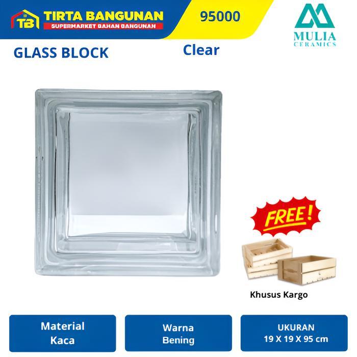 MULIA 95000 19 X 19 X 9,5 CM CLEAR GLASS BLOCK BALOK KACA GLASS BOX KAYU PINTU