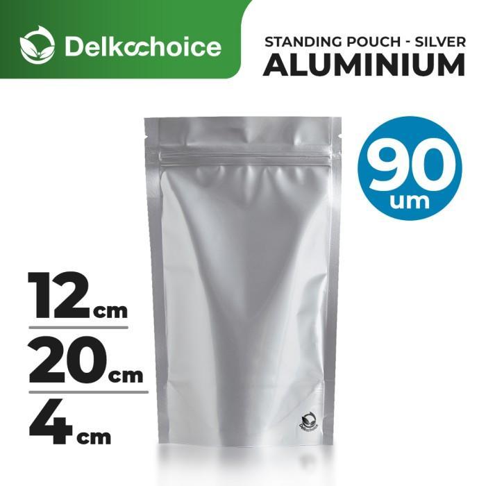 STANDING POUCH FULL ALUMUNIUM SILVER EKONOMIS - PLASTIK KLIP 12x20
