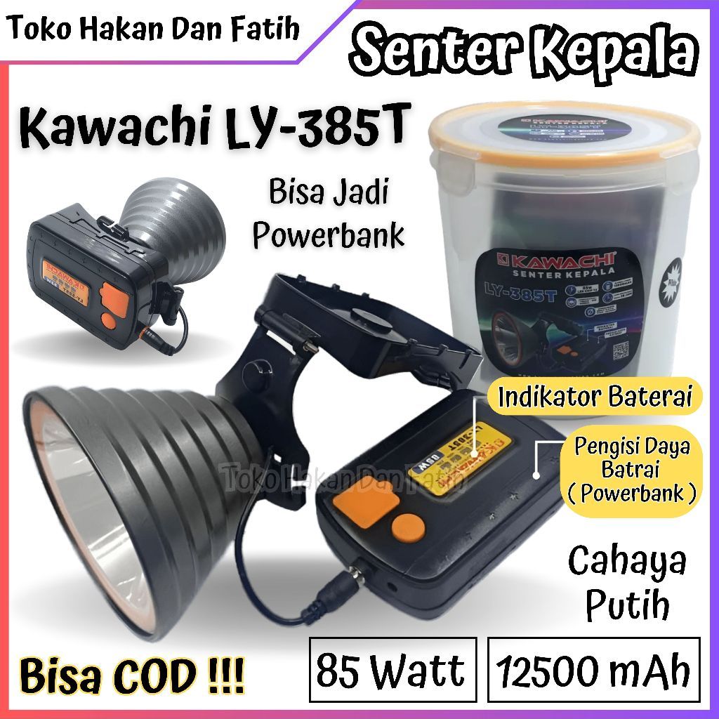Senter Kepala Kawachi 90 Watt LY-390 T Super LED Super Terang Waterproof