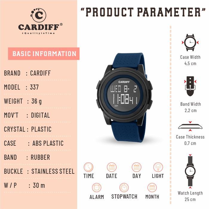 CARDIFF LCD 337 Jam Tangan Silikon Digital Unisex Water Resist Wanita Pria Watches