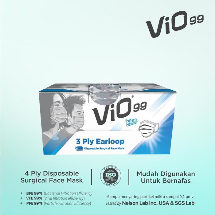 "New" Vio99 Mask Earloop - Masker Vio 3 Ply Isi 50 pcs Masker Medis Vio 99