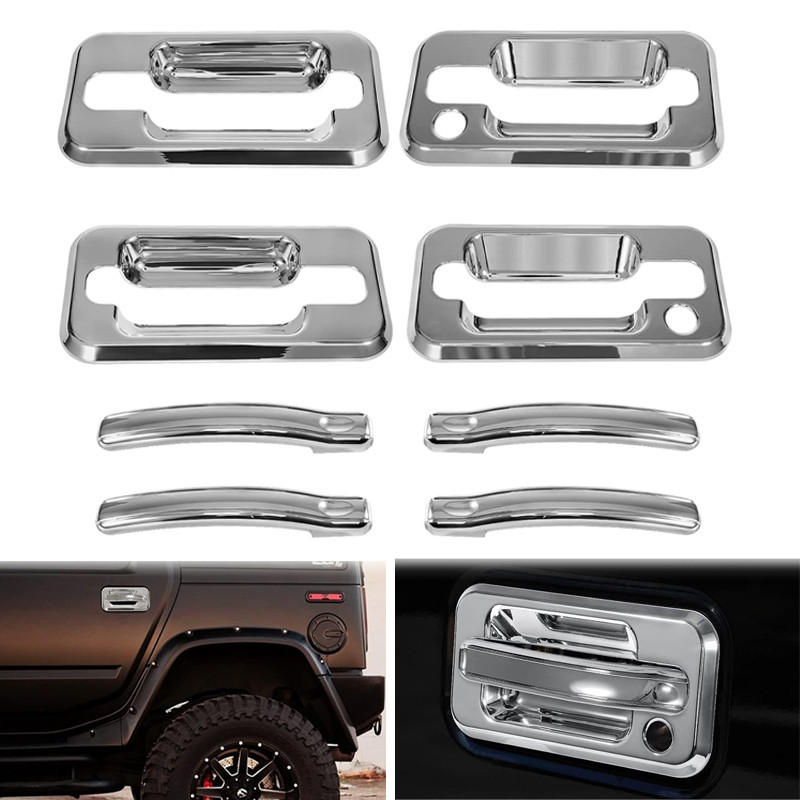 Door Handle Cover Chrome Trims Bezel W/Passenger Side Key Hole Exterior Accessories For Hummer H2
