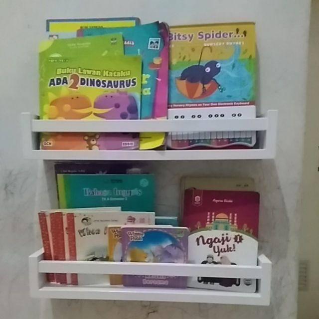 Rak Buku Anak Tempel Dinding Set 2 Pcs / Ambalan Dinding Tempat Buku