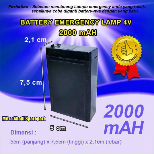 NEWW Baterai Emergency Lamp 2000 mAh Aki 4V Rechargable