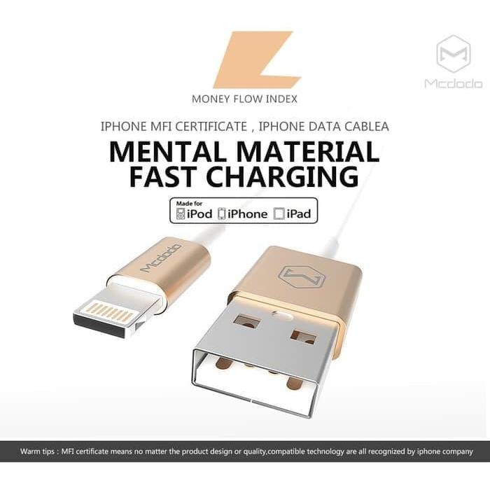 KABEL MCDODO MFI 8 PIN LIGHTNING CABLE DATA FAST CHARGING CABLE 1.2 M