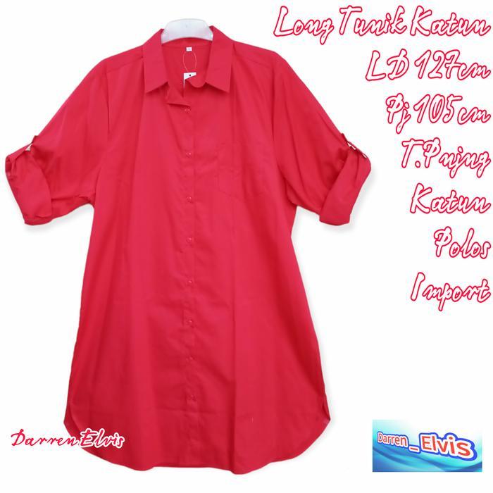Long Tunik Wanita Jumbo Merah Polos