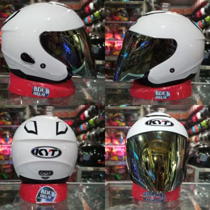 Helm Kyt Kyoto Solid White Visor Iridium Silver