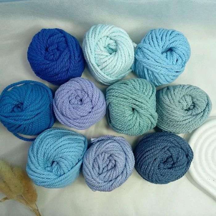 4mm Tali Benang Katun Macrame Murah Warna Pastel berat 100 gram ukuran 4 mm