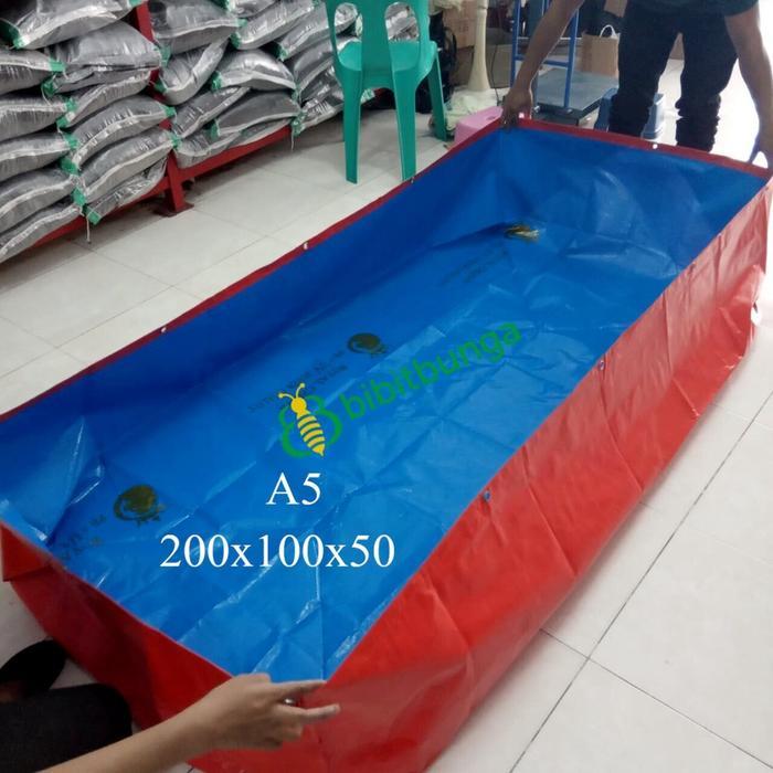 %$%$%$%$] Terpal Plastik Murah Kolam Ikan Lele Kotak Siap Pakai Type A5 Korea Uk 200x100x50 cm