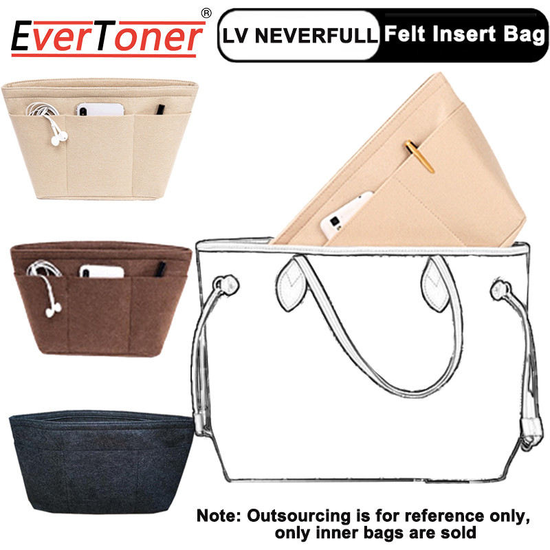 EverToner for LV Neverfull PM MM Felt Insert Bag Organizer Makeup Handbag Organizer Travel Inner