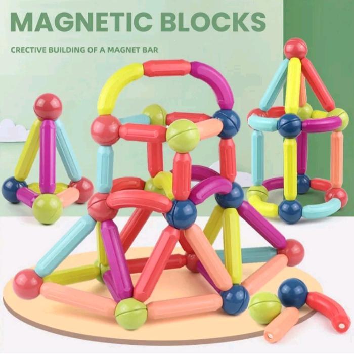 Mainan Edukasi DIY Susun Block Stick Magnetic - MAGNETIC STICK ROD