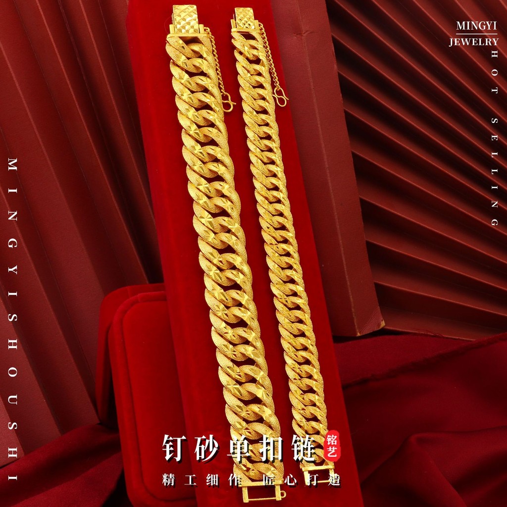 9999 24K Real Gold Jewelry Boss Bracelet Bracelet M-Buckle Male Female Bracelet Couple Gold Jewelry