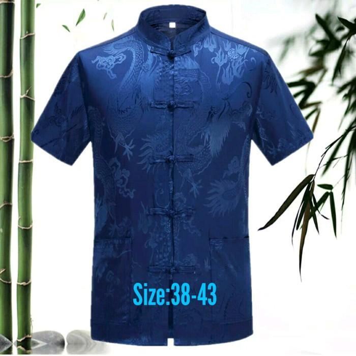 Atasan Cheongsam Imlek Pria Import Lengan Pendek Baju Tradisional Panjang