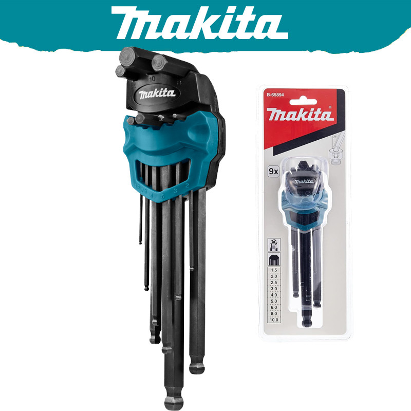 Makita B-65894 Hex Key Wrench Set 9-Piece Multiple Sizes Exagonal Wrench Allen Key Combination Set