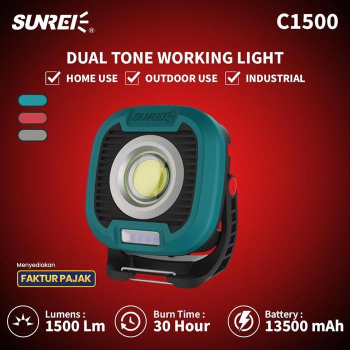 Lampu Kerja Proyek Emergency Sunrei C1500 1500 Lumens Dual Tone Light