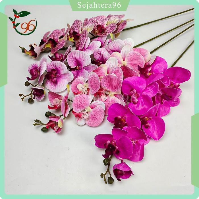 Bunga Anggrek Bulan Latex Cabang 9 - 1 PCS Bunga Anggrek Artificial Bunga Plastik Import - Bunga
