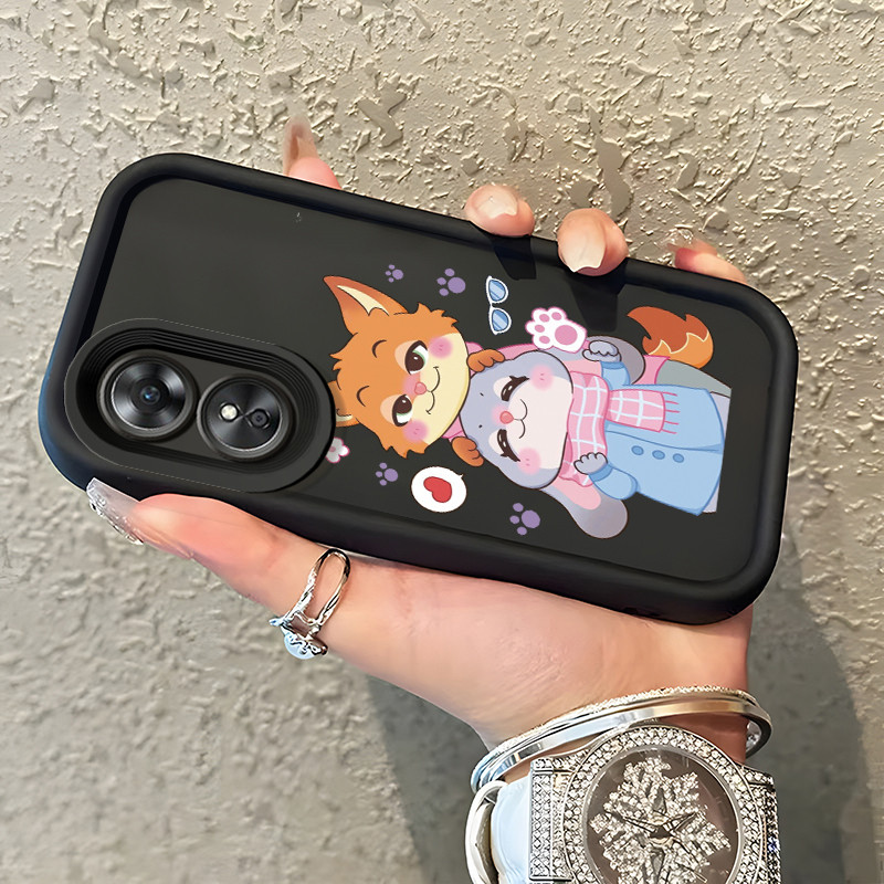 Casing Hp OPPO A17 OPPO A17K Case Casing Kelinci rubah pola Kasus HP Tangga Langit Mewah Silikon Sof