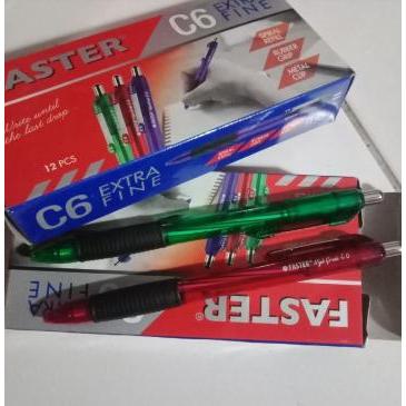 JTTOP" PULPEN FASTER C6 TINTA HITAM BERKUALITAS MERAH STATIONERY