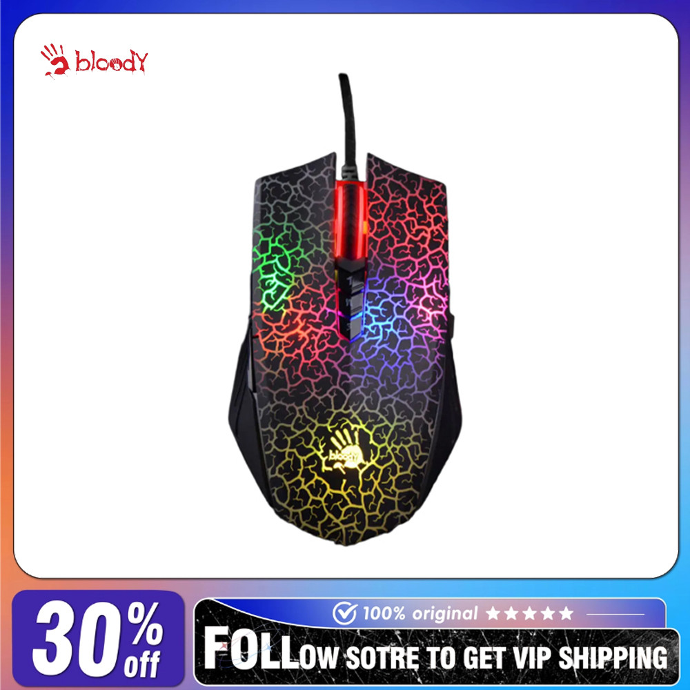 A4Tech Bloody A70 Wired Mouse PAW3327 8 Programming Keys Drag Click DC Customized Light Micro-moving