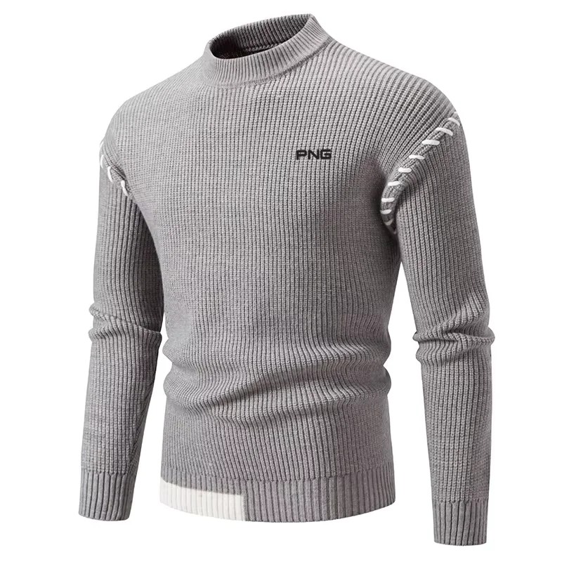 Autumn Winter Warm Men'S Golf Knitted Sweater Casual Mock Neck Neck Knitted Streetwear Coat Men