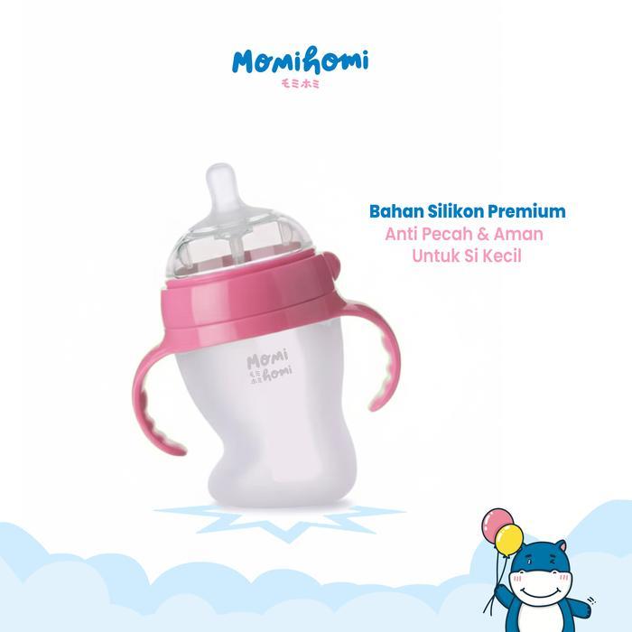 MOMI HOMI BOTOL SUSU BAYI SILIKON PPSU / BOTOL DOT BAYI DENGAN HANDLE 0-12 BULAN BOTOL SUSU NEWBRON