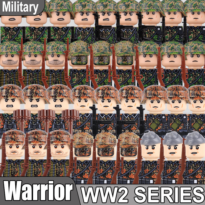 WW2 Military German Soldier Figures Building Blocks Army Spring Oak Leaf Camouflage Camo Pattern
