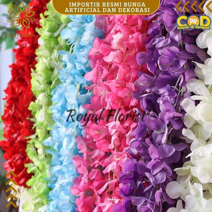 "New" Wisteria Jumbo Lusinan/Bunga Wisteria Juntai Dekorasi Wedding/Bunga Hiasan Dinding (37-42)