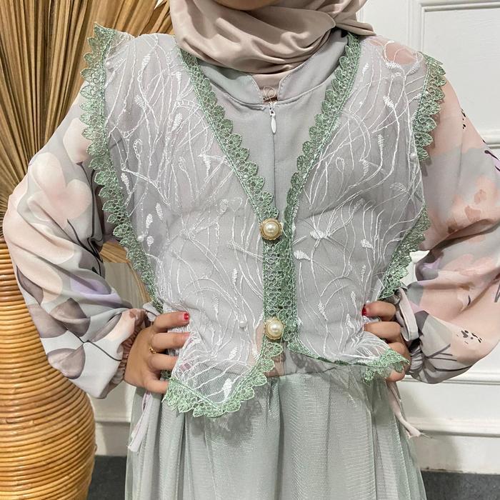 Rr Kids Gamis Anak Perempuan Ceruty Babydol Free Outer Tulle Akar 2-10 Tahun Pasti Ori