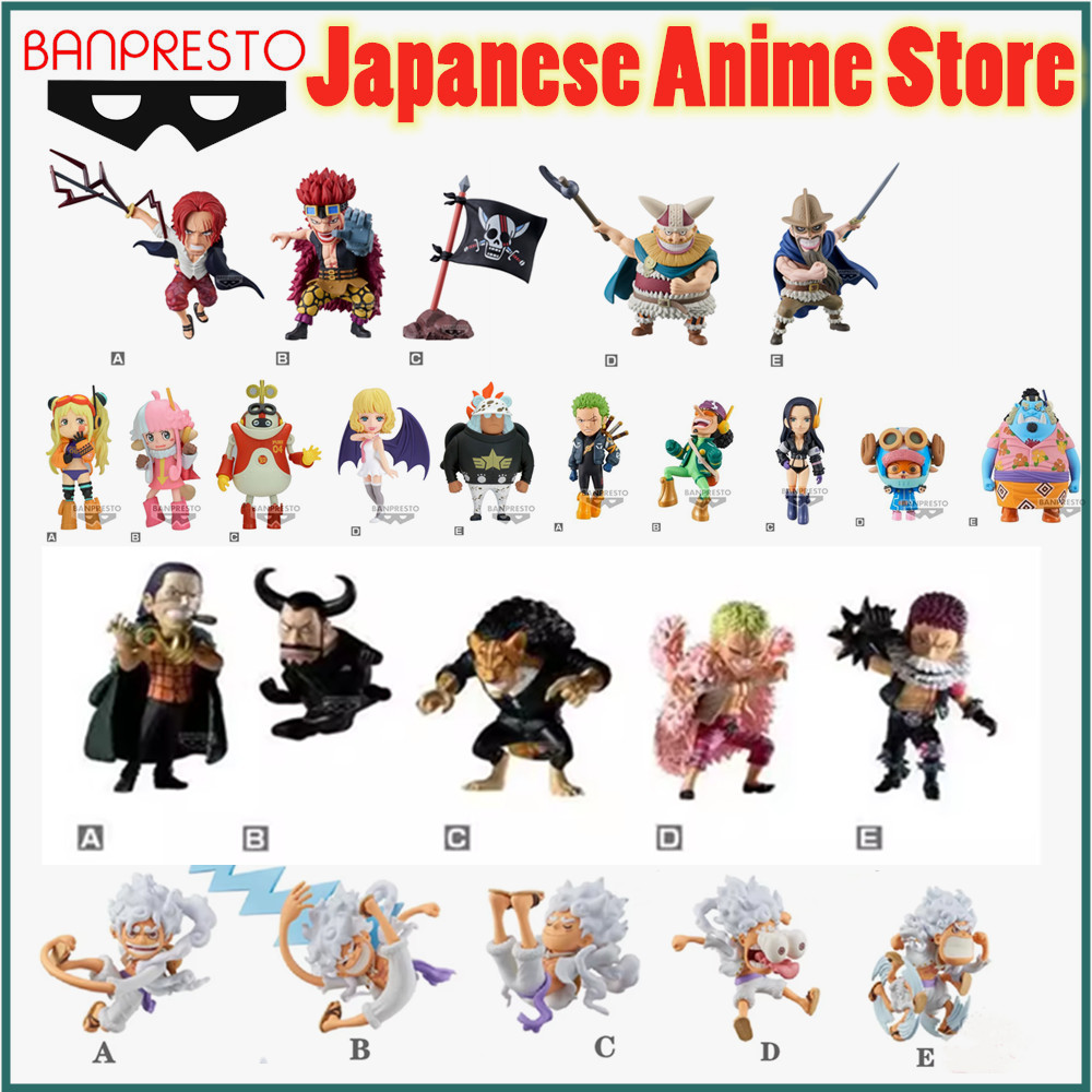 Stock Original Anime Figure Bandai One Piece Luffy Nami Zoro Sanji Buggy WCF PVC Action Figurine