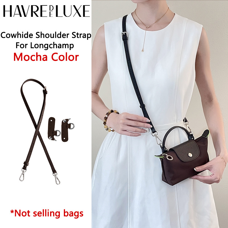 Cow Leather Replacement Crossbody Bag Strap Fit for Longchamp 2025 Mocha Moka mini shoulder strap