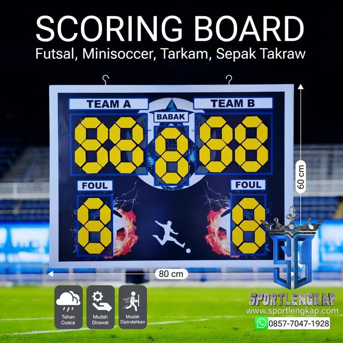 Best Seller Scoring Board, Papan Skor Manual Futsal, Minisoccer, Voly, Basket Original