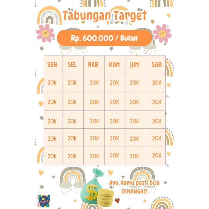 Terlaris Kertas sticker budgeting planner untuk target menabung bisa ditempel di celengan atau buku