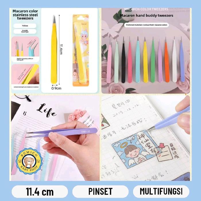 1 Set Pinset Straight n Curved Untuk Scrap Book, Sticker, Nail Art, Eyelash, Nori Pinset Penjepit