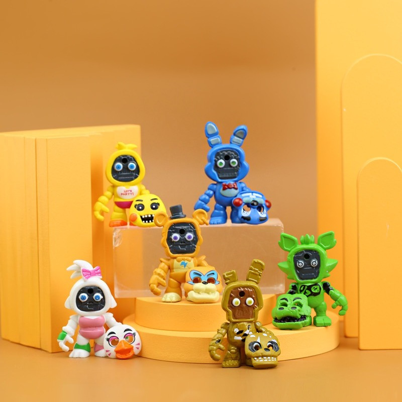 6Pcs/Set Fnaf Figures Freddy Face Changeable Toys For Kids Gitfs
