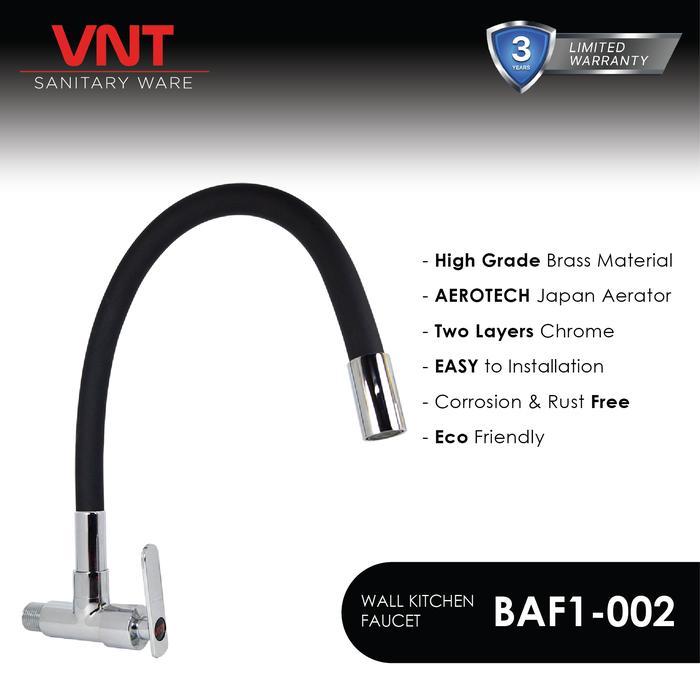 VNT Kran Cuci Piring Flexible Kuningan Leher Angsa Keran Tembok Dapur