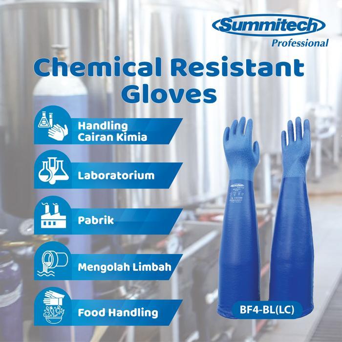 Summitech Sarung Tangan Industri Lengan Panjang 65Cm Nitrile/Anti Bahan Kimia Berat, Anti Oli &