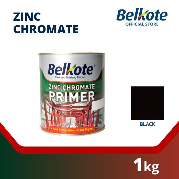 New - Cat Besi Anti Karat Belkote Zinc Chromate (Hitam, 1 Kg) Meni Dasar