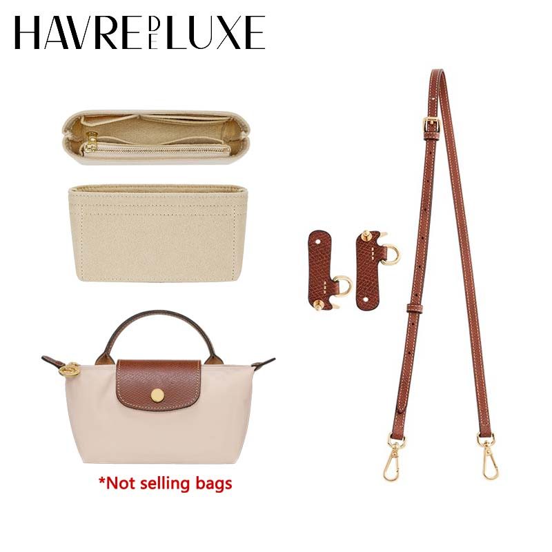 Bag organizer insert for longchamp mini women's bag durable felt storage bag shoulder strap bag