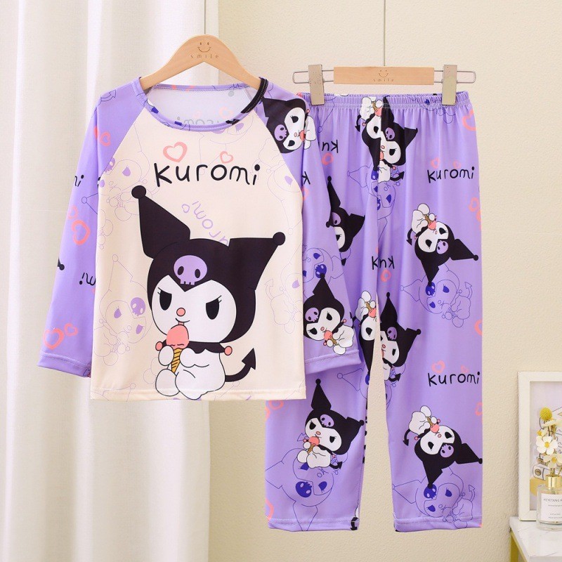 2pcs/set Sanrio Kuromi Kids Pyjamas Set for Boys And Girls Casual Sleepwear Home Wear Travel