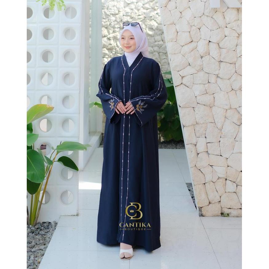 Cantika Boutique Store Gamis Abaya Arumi Jet Black Premium Outher Abaya Terbaru Mewah Dan Elegan