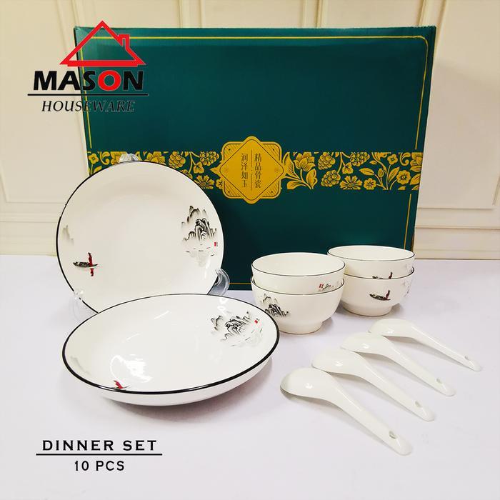 MASON SET HAMPERS / DINING SET / DINNER SET / SET HAMPERS 10PCS MOTIF LUKISAN