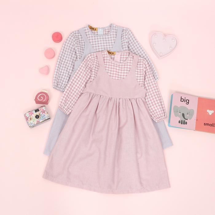 Pakaian Muslim Anak Perempuan Kaureen Baju Dress Katun Kotak