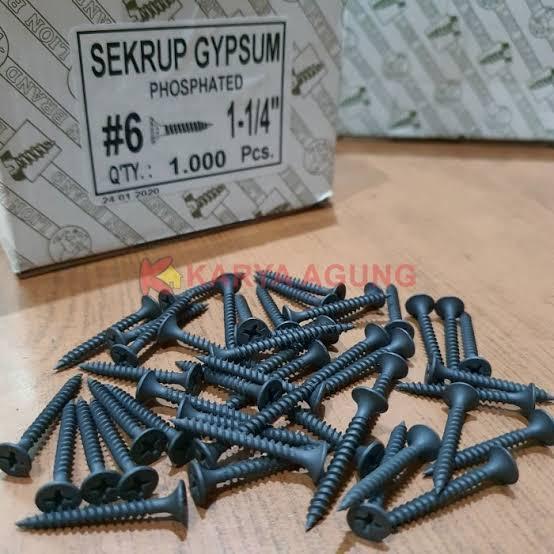 sekrup gypsum 6x1 1/4 panjan 3cm isi 500pcs Sekrup Gypsum 3cm 6x1 1/4 isi 500pcs Sekrup Gypsum 6X1