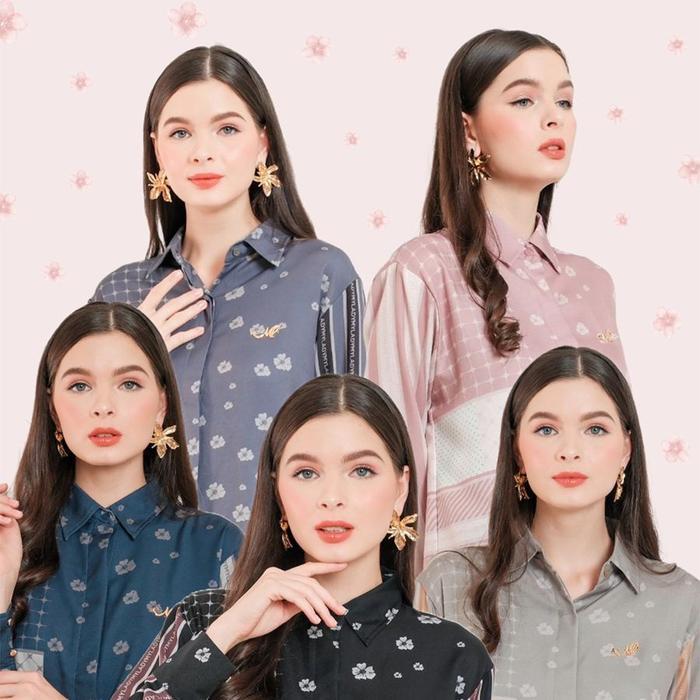 Mylady Hijab Flora Shirt Atasan Wanita Cantik Basic Maroon Muslim Nyaman Shakila Baju Dewasa