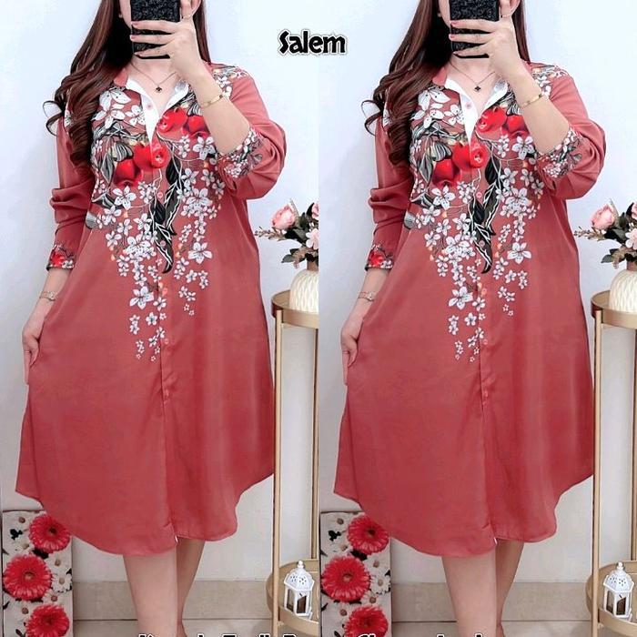 Ini Murah 1090 Kemeja Tunik Cherry Ld120 Katun Silk WanitaTunik SilkTunik Ld120