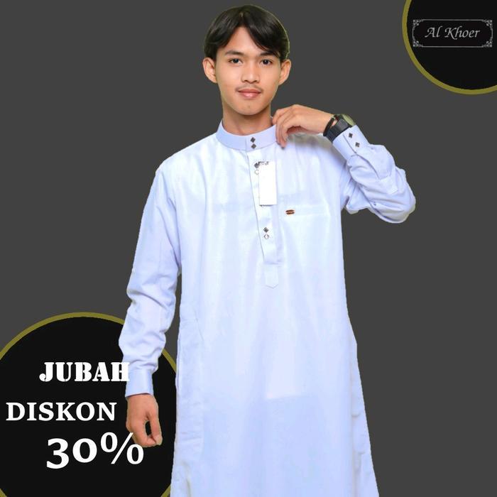 Stok Baru alkhoer jubah madinah gamis bahan embos kancing kotak impor jubah peria dewasa termurah