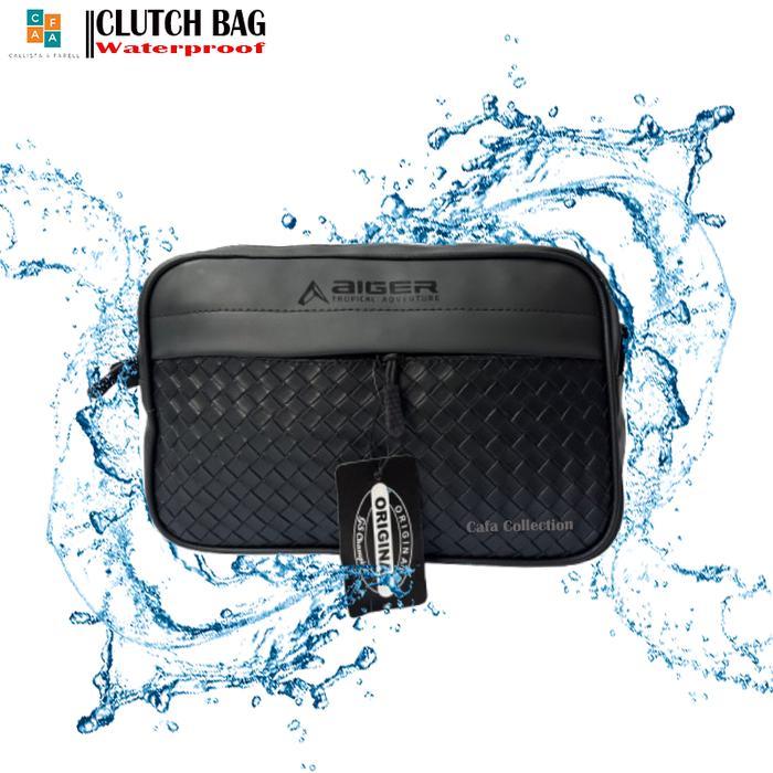 Tas Selempang Pria Waterproof // Tas Clutch Bag Pria Anti Air // Tas Clutch Motif Rajut
